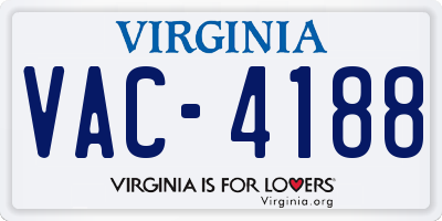 VA license plate VAC4188