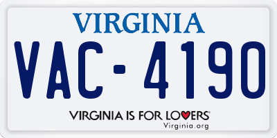 VA license plate VAC4190