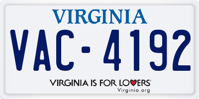 VA license plate VAC4192