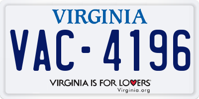 VA license plate VAC4196