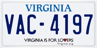 VA license plate VAC4197