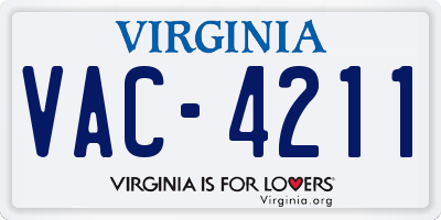 VA license plate VAC4211