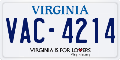 VA license plate VAC4214