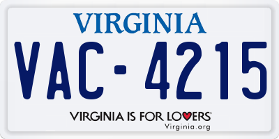 VA license plate VAC4215