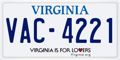 VA license plate VAC4221