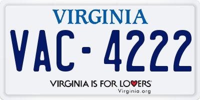 VA license plate VAC4222