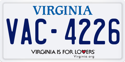 VA license plate VAC4226