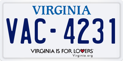 VA license plate VAC4231