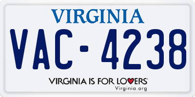 VA license plate VAC4238