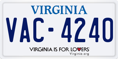 VA license plate VAC4240