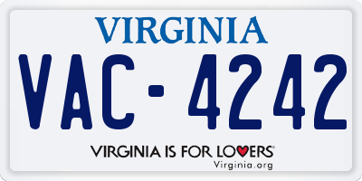 VA license plate VAC4242