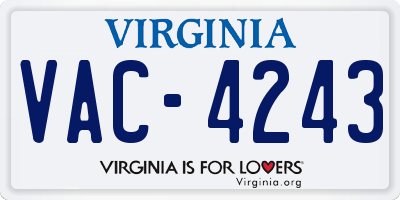 VA license plate VAC4243