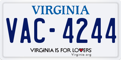 VA license plate VAC4244