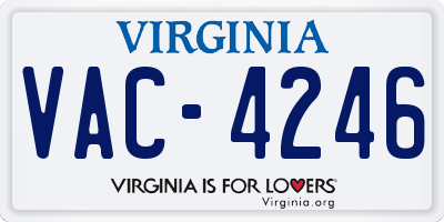 VA license plate VAC4246