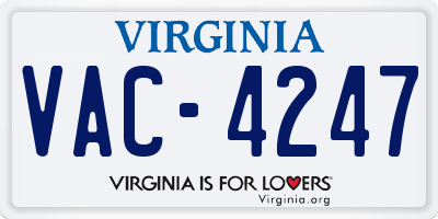 VA license plate VAC4247