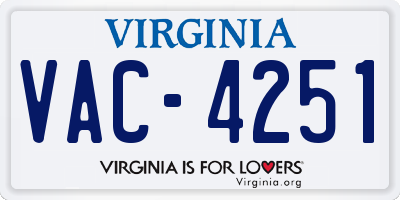 VA license plate VAC4251