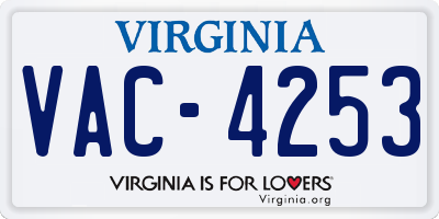 VA license plate VAC4253