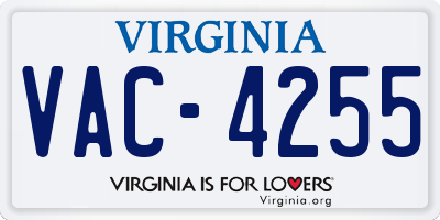 VA license plate VAC4255