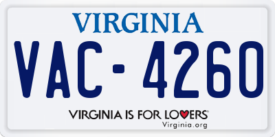 VA license plate VAC4260