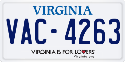 VA license plate VAC4263