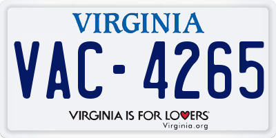 VA license plate VAC4265