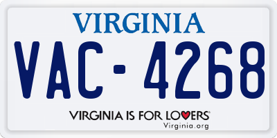 VA license plate VAC4268