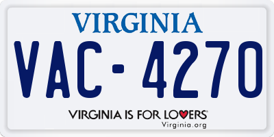 VA license plate VAC4270