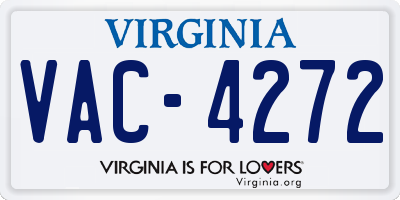 VA license plate VAC4272