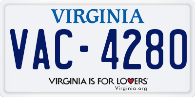 VA license plate VAC4280