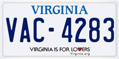 VA license plate VAC4283