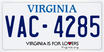 VA license plate VAC4285