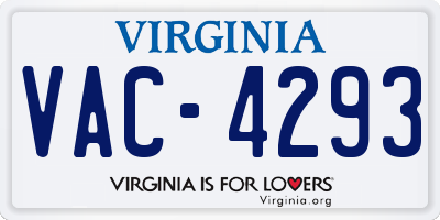 VA license plate VAC4293