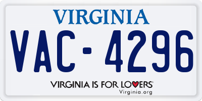 VA license plate VAC4296