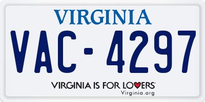 VA license plate VAC4297