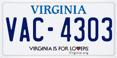 VA license plate VAC4303