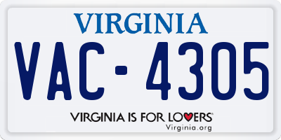 VA license plate VAC4305