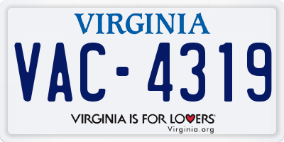 VA license plate VAC4319