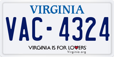 VA license plate VAC4324