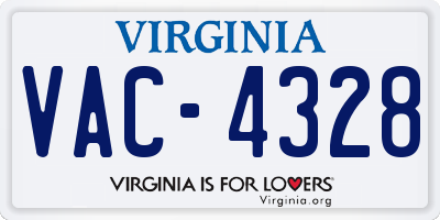 VA license plate VAC4328