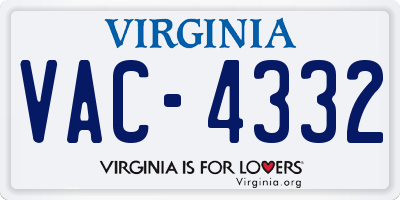 VA license plate VAC4332