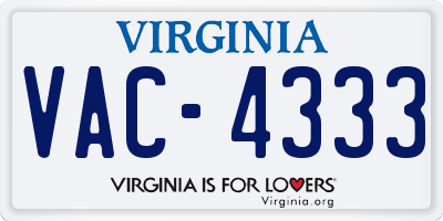 VA license plate VAC4333