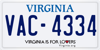 VA license plate VAC4334
