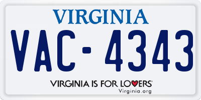 VA license plate VAC4343