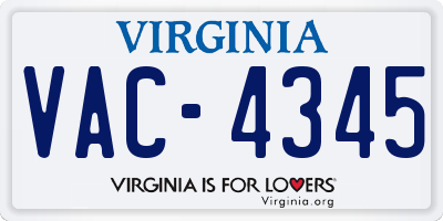 VA license plate VAC4345