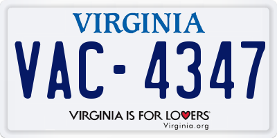 VA license plate VAC4347