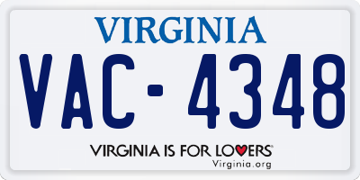VA license plate VAC4348
