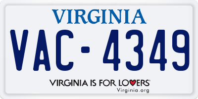 VA license plate VAC4349