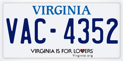 VA license plate VAC4352