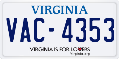 VA license plate VAC4353