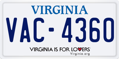 VA license plate VAC4360